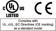 Complies with UL, cUL, EC Directives (CE marking) as a standard model