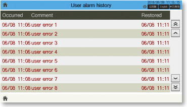 User alarm history screen