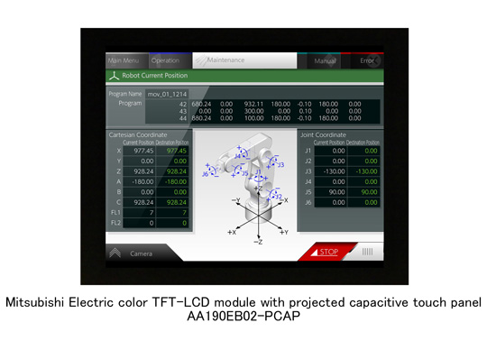 Mitsubishi Electric color TFT-LCD module with projected capacitive touch panel