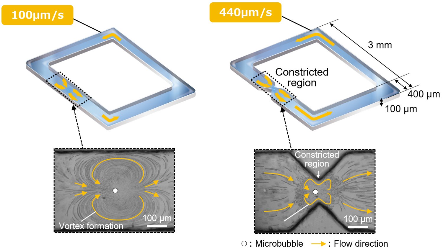 Flow generation in a microchannel by microbubbles