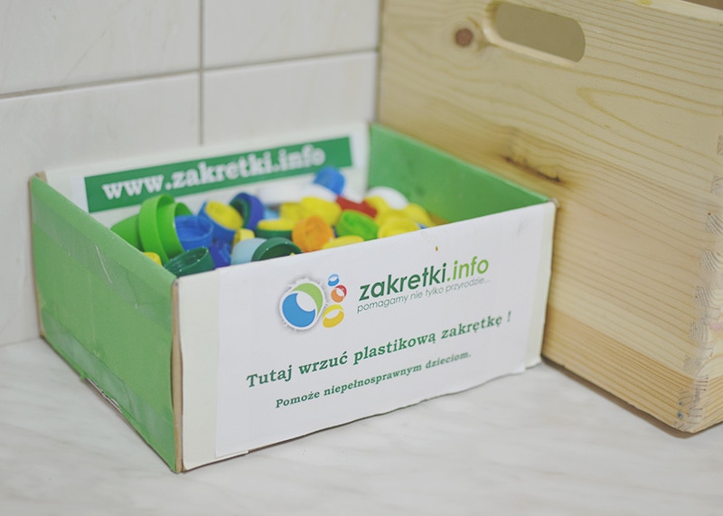 photo: a box filled with donated plastic caps