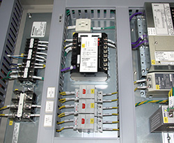 Lighting control panel. The lighting control gateway is located in the center.