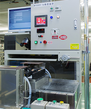 Circuit breaker performance testing machine using C Controller. A bar code on the side of the circuit breaker is scanned to start the test