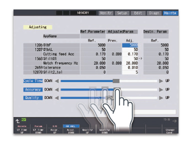 Parameter adjustment screen for high-accuracy control