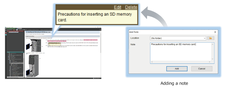 [Adding note function] Customizing manuals more efficiently by adding notes about know-how