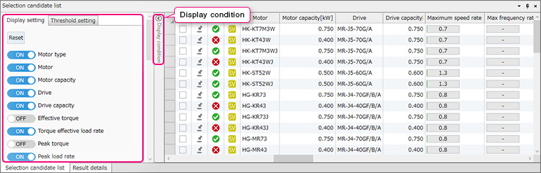 Condition tab