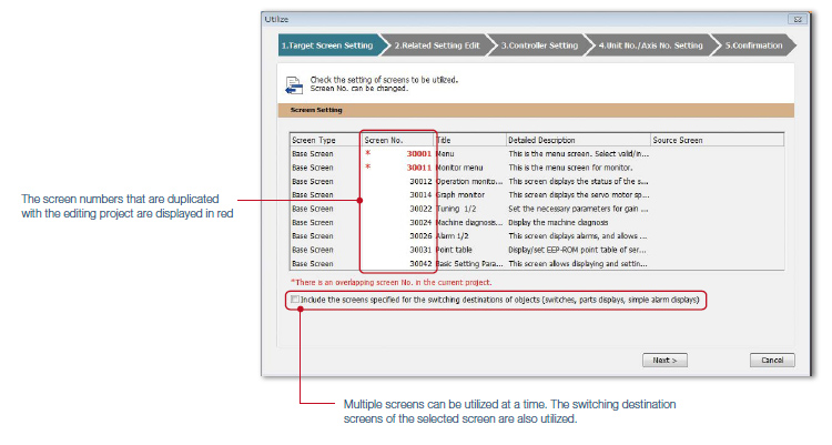 Target screen setting