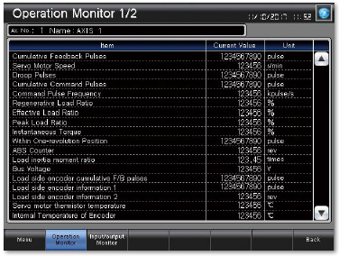Operation monitor screen 1/2