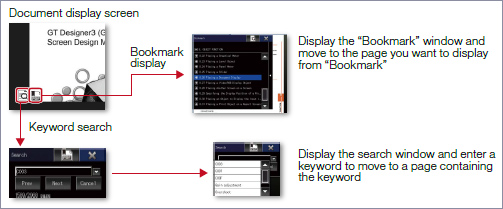 Bookmark display and keyword searches of PDF files