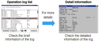 Operation log function