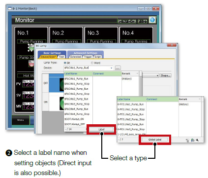 2.Select a label name when setting objects(Direct input is also possible.)