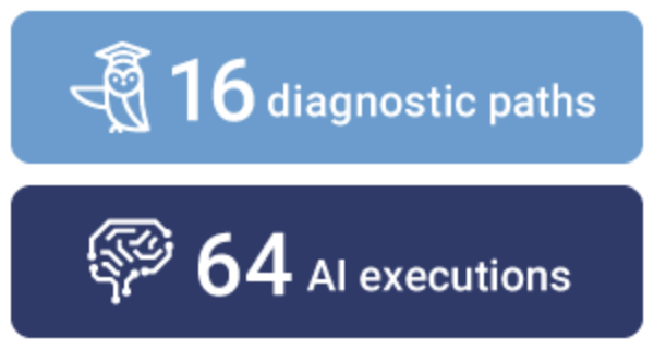 16 diagnostic paths and 64 AI executions