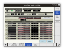 Machine settings screen