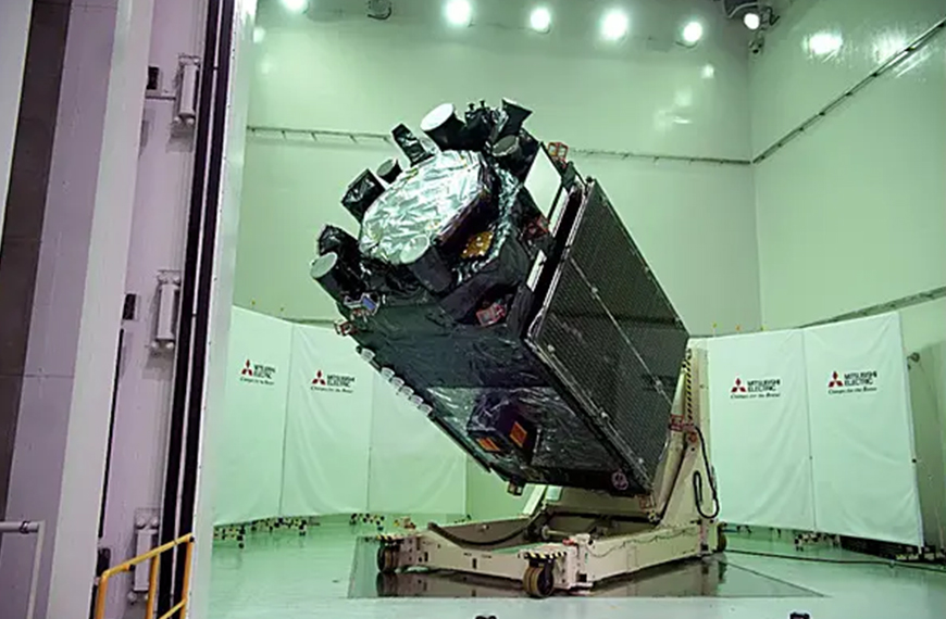 Photograph of the Michibiki No. 6 satellite (Photo Credit: Mitsubishi Electric)