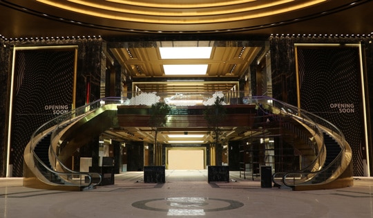 Spiral escalators in "Prestige" luxury shopping district