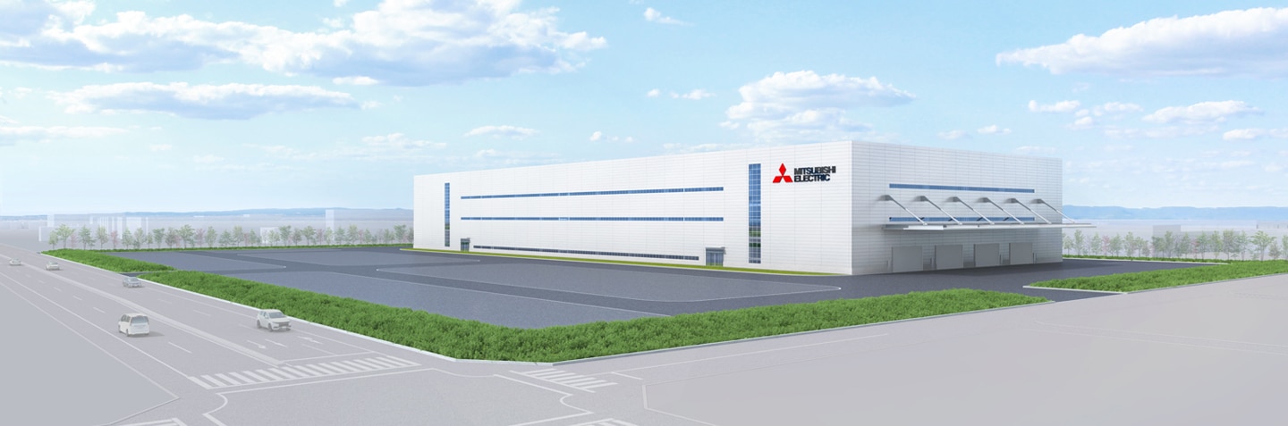 Representation of Mitsubishi Electric Nagoya Work's new factory in Owariasahi Ci