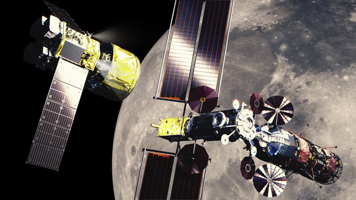 Rendition of Gateway and "HTV-X" Transfer Vehicle (courtesy JAXA)