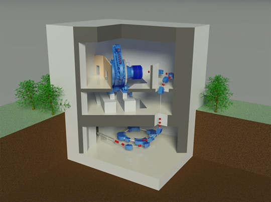 Rendering of proton beam therapy system