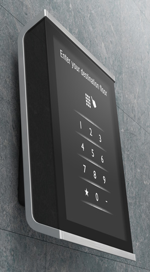 Touch-screen hall panel (shown mounted on wall)