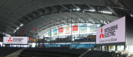 Large Diamond Vision screens above the right- and left-field stands