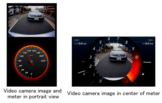 Video camera image and meter in portraitview,Video camera image in center of met