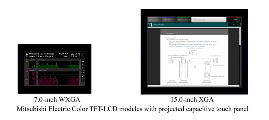 Mitsubishi Electric Color TFT-LCD modules with projected capacitive touch panel